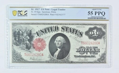 1917年 1ドル紙幣 Fr#39 ラージノート 約55 PPQ PCGS *9525