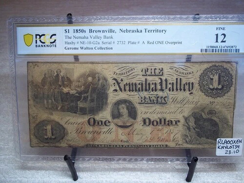 1857年 1ドル ブラウンビル準州 ネブラスカ州 ネマハバレー銀行 旧式通貨