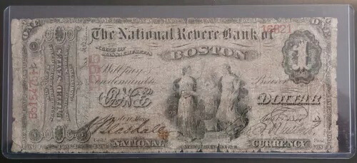 1875年 国立ボストン銀行 MA $1スカラップ大型通貨 ch#1295-