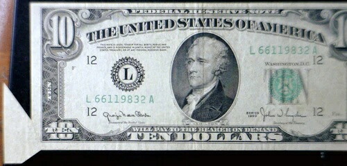 1950年エラー バターフライ $10 連邦準備銀行券 Ch VF通貨ロット #35 NR-