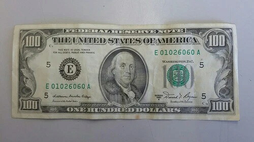 1981年 A $100 ビル E. 「リッチモンドバージニアの連邦準備銀行非常にまれな紙幣 -