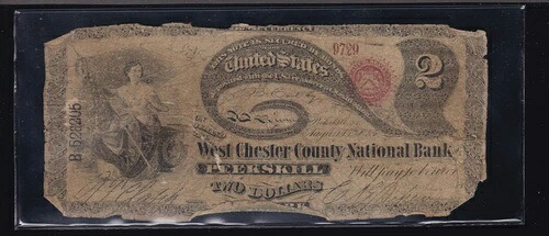 US $2 ナット 通貨 Westchester Co. Contemporary COUNTERFEIT FR 387 VG (729)-