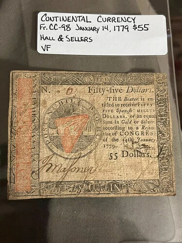 1779年 $55 コイン FR-98、非常に良好-