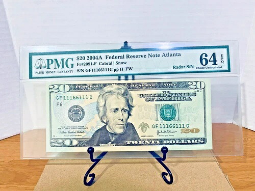 2004-A $20 FRN PMG 64EPQ バイナリレーダーローテータートライナリーブックエンド #GF11166111C