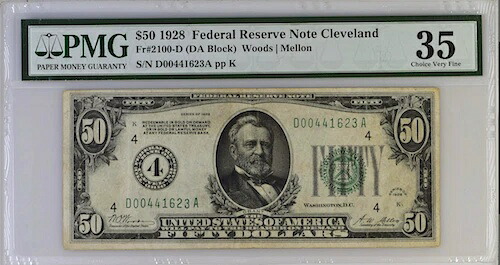 FR#2100 - D.1928 FRN クリーブランド 35CVF DA ブロック ウッズ/メロン 99,220円