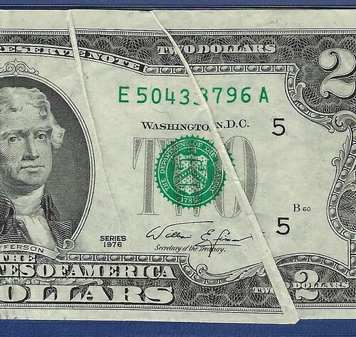 1976 $2 エラー ??ガターフォールドエラー?? PMG EX FINE 40 EPQ