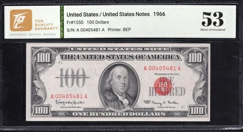 Fr 1550 1966 $100 法定通貨-