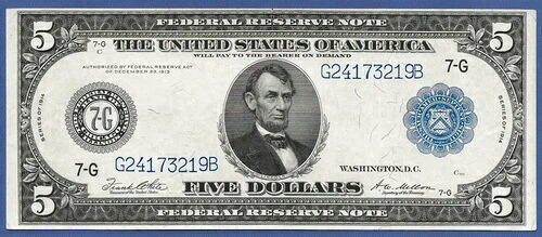 1914 $5 FRN ??CHICAGO ?? AU++ 非常に明るく鮮明です!!!