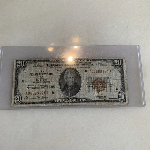Fr.1870-B * 1929年 $20ニューヨーク FRBN \