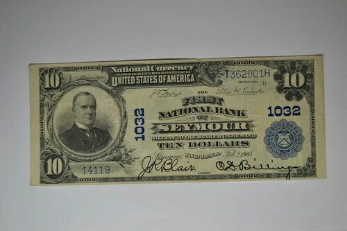 シーモア、in - $10 1902 プレーンバック Fr. 624 The First NB Ch. #1032 極細-