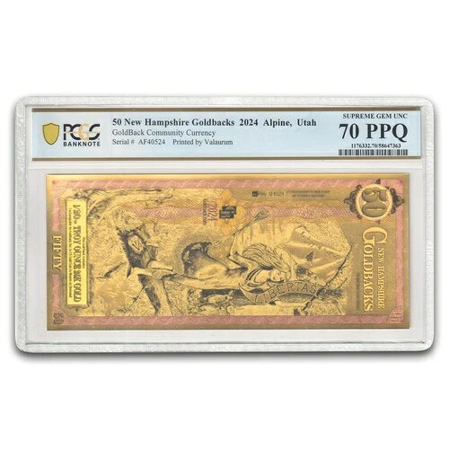 2024年 50 ニューハンプシャー ゴールドバック - オーラム ゴールドフォイル ノート MS-70 PCGS