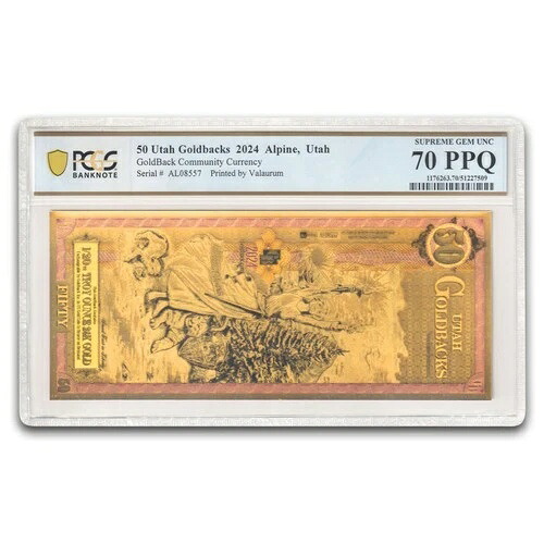 2024 50 ユタ ゴールドバック オーラム ゴールドフォイルノート 24K MS-70 PCGS-
