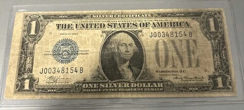 1928年-E $1ファニーバック シルバー証明書 FR-1605 キー送料無料 1928年e-