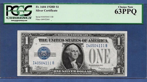 ????「キーノート」1928年D $1 ??シルバー証明書?? PCGS CH代替 63 PPQ- 119,900円