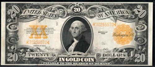 FR 1187 1922 $20 ゴールド証明書-