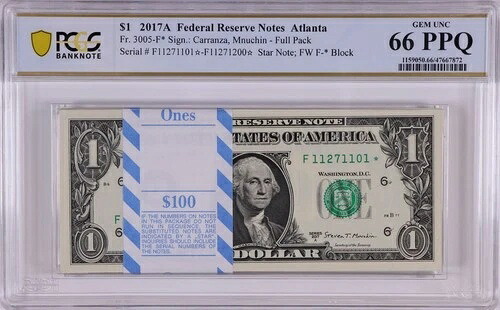リペアパック 2017A (100) 連続スターノート $1 PCGS 66 gem UNC -