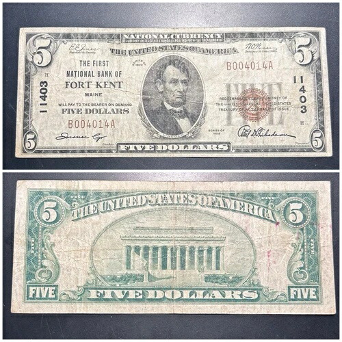 希少な1929年製 $5 フォートケント、ME - 今すぐ購入、または最高額で購入
