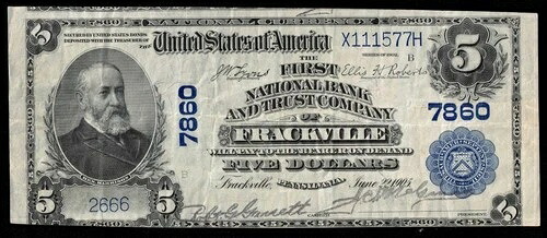 1902 PB $5 ペンシルベニア州フラックビルの最初のNB＆トラスト社