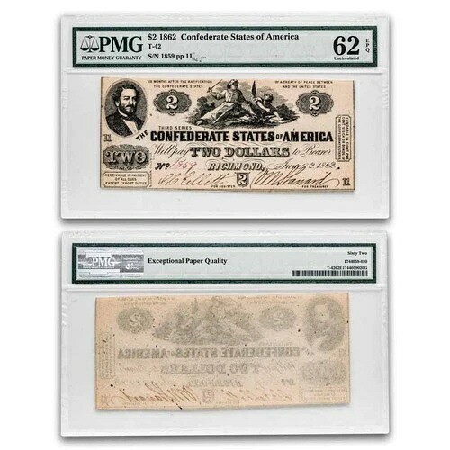 1862 $2.00 (T-42) 南部が連邦を倒す CU-62 EPQ PMG