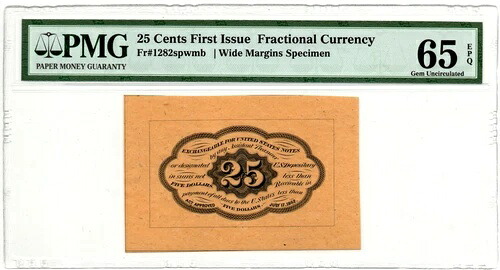 FR 1282spwmb 25c 初版 フラクション カレー ワイド マージン 標本 PMG 65 EPQ gem-