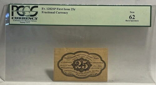 神父様1282sp 初版 25c 分数通貨 PMG 62 代わり ! 背面サンプル本-