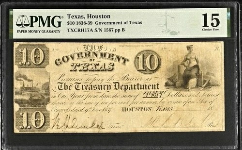 1830年代のテキサス州政府ヒューストンPMG 15