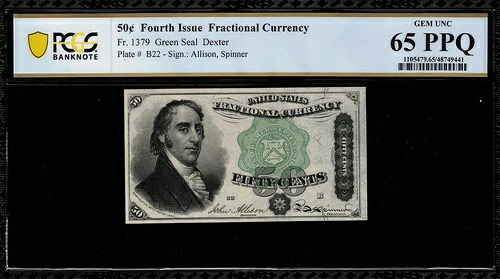 FR-1379 $0.50 第 4 版分数通貨 - 50 セント-PCGS 65 PPQ-
