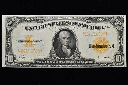 1922年 10ドル金券 ? AU ほぼ未使用 ? シール、メモ、紙幣 X 985 ?信頼済み?