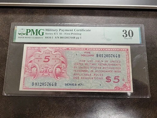 MPCシリーズ 471 $5 5 ドル軍支払い証明書 PMG VF30 1947年 アメリカ 30- 250,800円