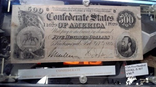 1864年 500ドル アメリカ連合国紙幣 T64