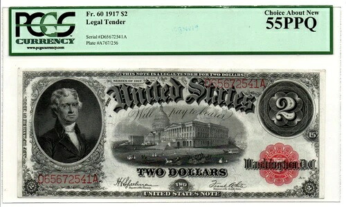 神父様60 1917年 $2 法定通貨紙幣 PCGS 通貨選択替 55 PPQについて-