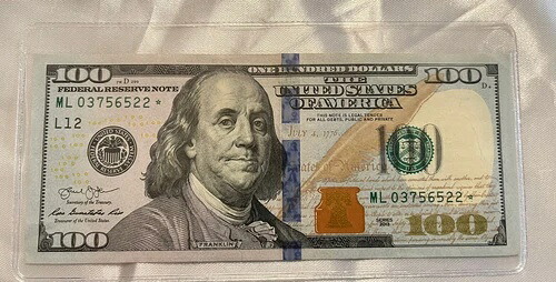 100ドル紙幣 2013年連邦準備銀行券 STAR NOTE ML 03756522* 非常に希少 ??