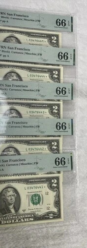 2017-A $2 サンフランシスコスター PMG 66 EPQ ? シーケンシャル5枚セット 希少な紙幣セット 255,200円
