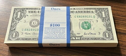 2001年発行の1ドル紙幣（100枚セット）$1シリーズ 未流通 #75684
