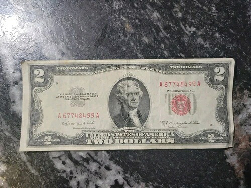 2ドル紙幣 1953年赤封印紙幣