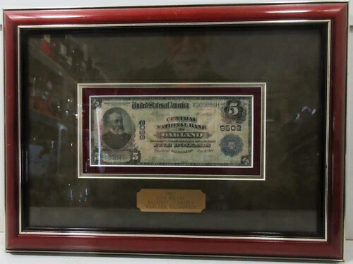 1909年 オークランド国立銀行発行 5ドル紙幣（額入り）