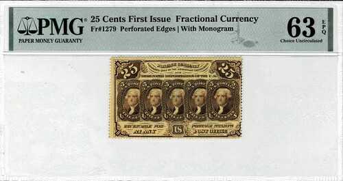 25セント小数通貨紙幣 - fr.1279 - 縁にミシン目 - PMG CU 63 EPQ