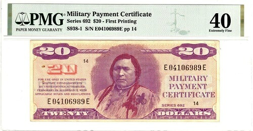 シリーズ 692 $20「CHIEF」PMG 40 極めて良好な状態 - 素晴らしいです!!!