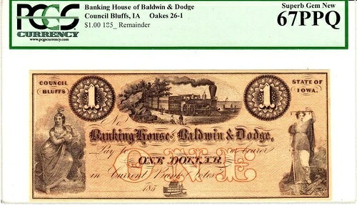 $1 Council Bluff, IA ボールドウィン & ダッジ PCGS 67 PPQ-素晴らしい素晴らしい宝石 ** レア **-