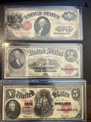 1917年- $1 ソーホース 1917年- $2 ブレスレットおよび 1907年- $5 ウッドチョッパー紙幣- 168,300円