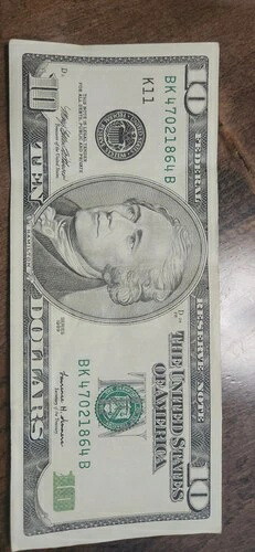 1999年の10ドル紙幣
