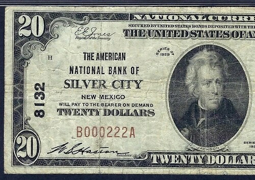 ???? NM 1929 $20 ??シルバーシティ、ニューメキシコ?? THE AMERICAN NB PMG CHOICE FINE 15
