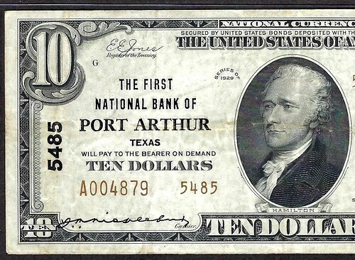 ???? TX 1929 $10 TYPE-2 ??テキサス州ポートアーサー?? PMG 非常に良い30-