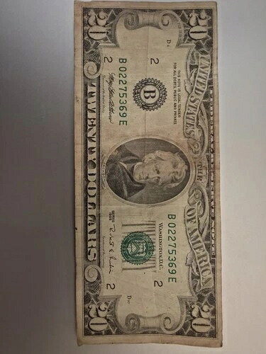 1995年 $20 連邦準備銀行紙幣ヴィンテージ-