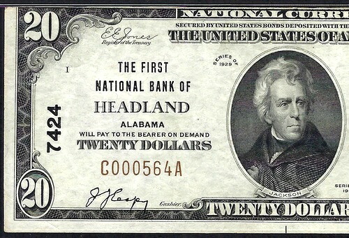 ???? AL 1929 $20 ??ヘッドランド、アラバマ?? PMG UNC 53 EPQ Best Known!!-