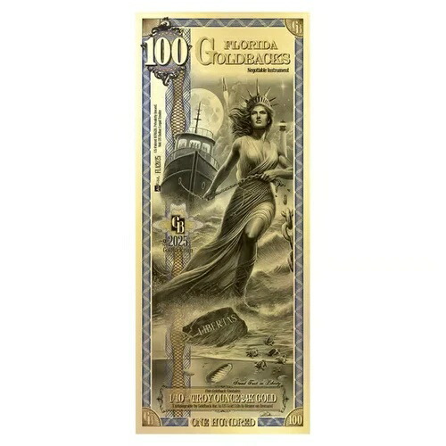 フロリダ ゴールドバック 24K ゴールドフォイル紙幣 1/10オンス 0.999 純金 100枚