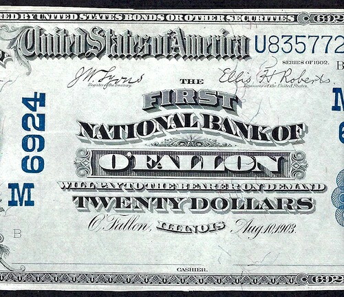 ???? IL 1902 $20 ?? イリノイ州オファロン ?? AU++ 超明るい&鮮明