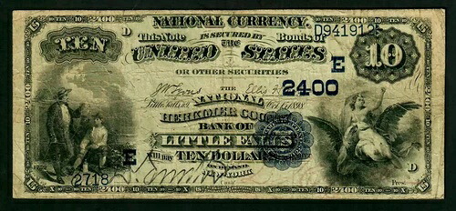 $10 1882-DB ナショナル・ハーキマー・シティ・バンク・オブ・リトルフォールズ、NY Ch# E 2400 ファイン-VF-