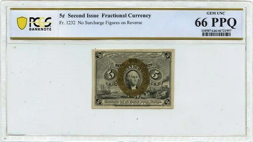 第二号 5 セント分通貨 FR#1232 PCGS gem 66 PPQ-