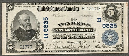 1902年 $5 ヨンカースニューヨーク国立銀行 Ch.#9825。 非常に良い-